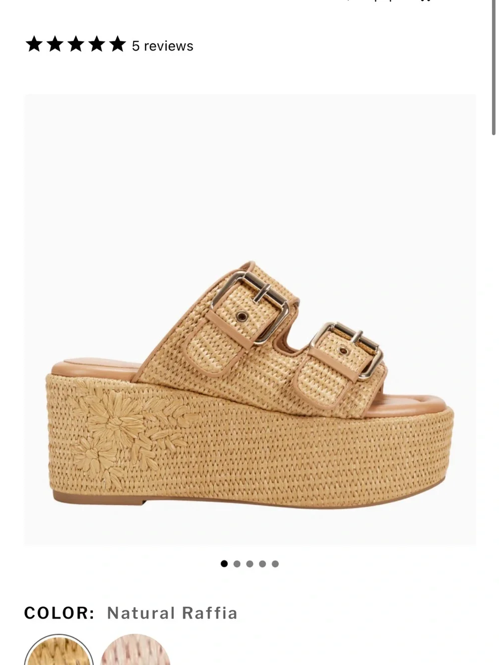 Marc Fisher Natural Raffia Double-Buckle Platform Slide
